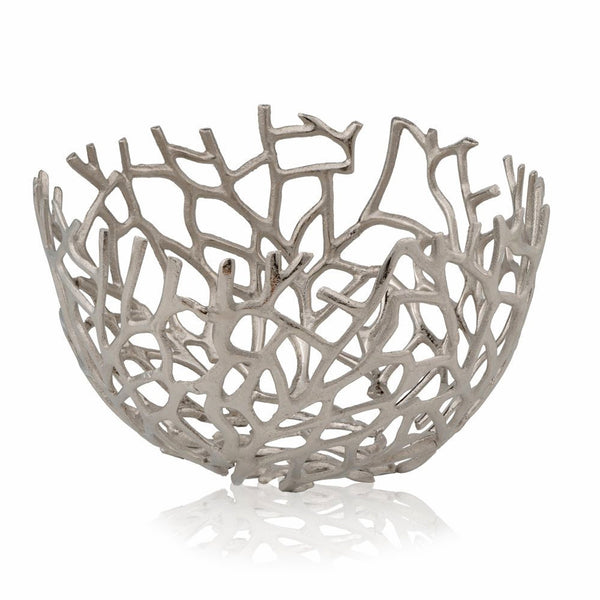 Round Silver Twigs Centerpiece Bowl