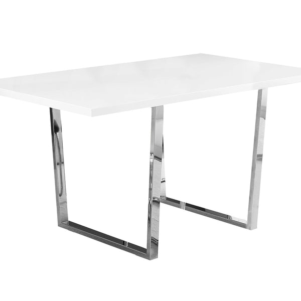 White Particle Board Metal Dining Table 35.5" x 59" x 30.25"