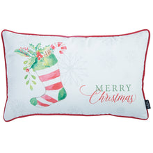 Merry Christmas Filled Stocking Decorative Lumbar Throw Pillow Cover