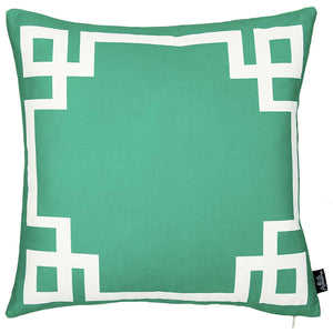 Grass Green And White Geometric Decorative Throw Pillow Cover