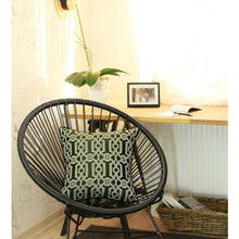 卡其色綠色和白色提花地理裝飾抱枕套