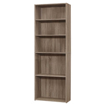 Five Shelf Dark Taupe Bookcase