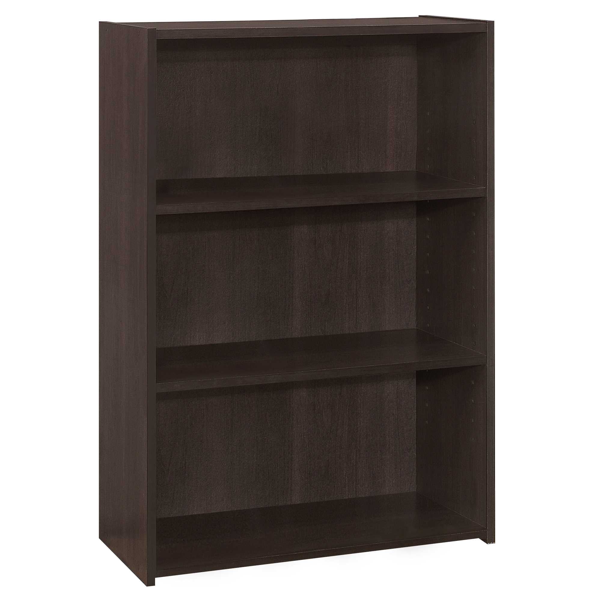 11.75" X 24.75" X 35.5" Cappuccino 3 Shelves  Bookcase
