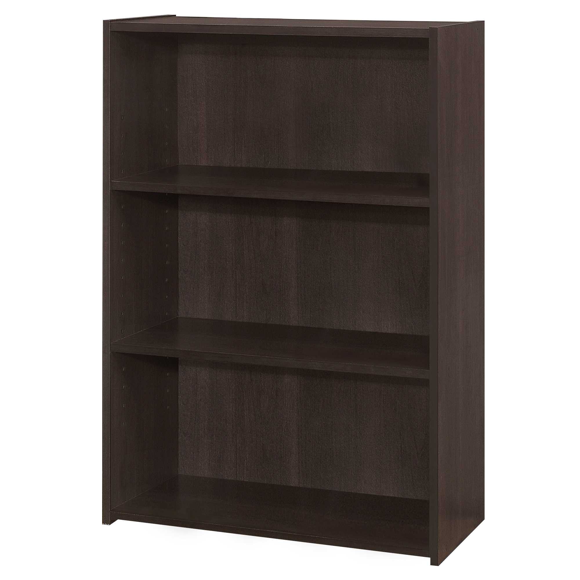 11.75" X 24.75" X 35.5" Cappuccino 3 Shelves  Bookcase