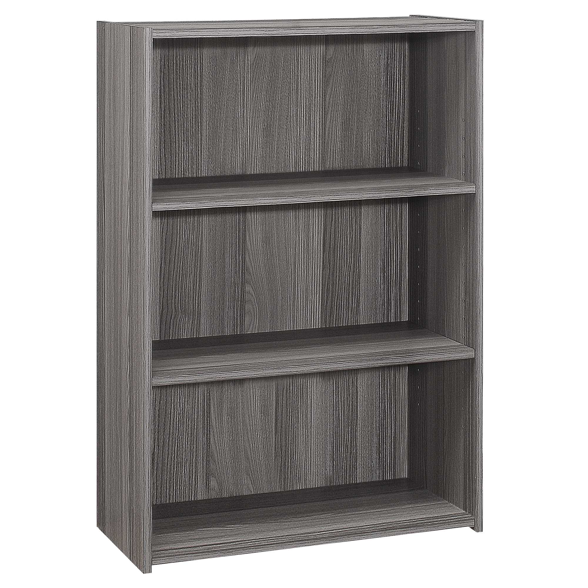 11.75" X 24.75" X 35.5" Grey 3 Shelves  Bookcase
