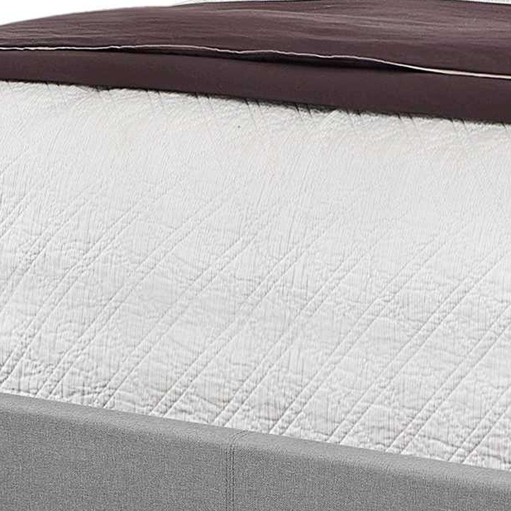 66.5 英寸 X 87.5 英寸 X 56.5 英寸灰色亞麻帶鍍鉻裝飾 - 大號床