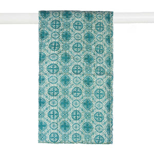 Blue And Green Cotton Ikat Reversable Throw
