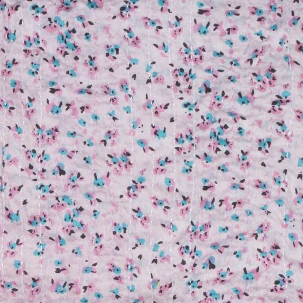 Purple Cotton Floral Reversable Throw