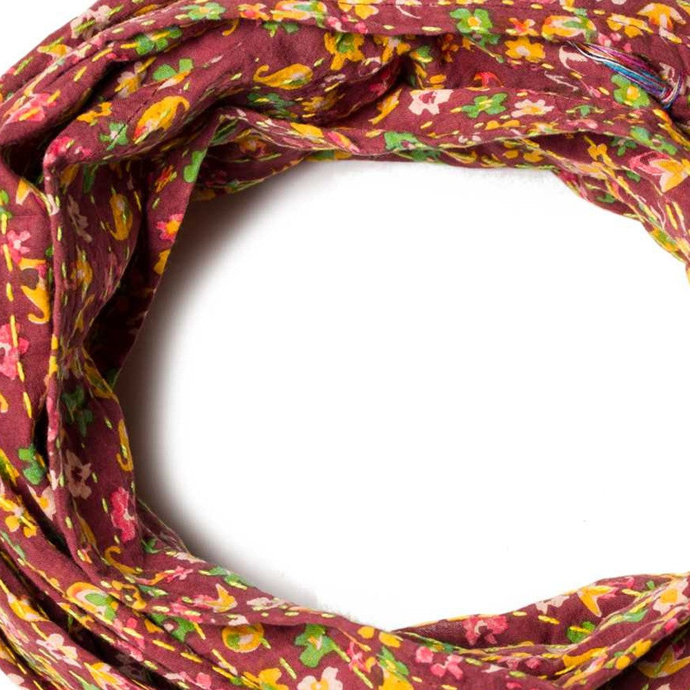 Red Cotton Floral Reversable Throw