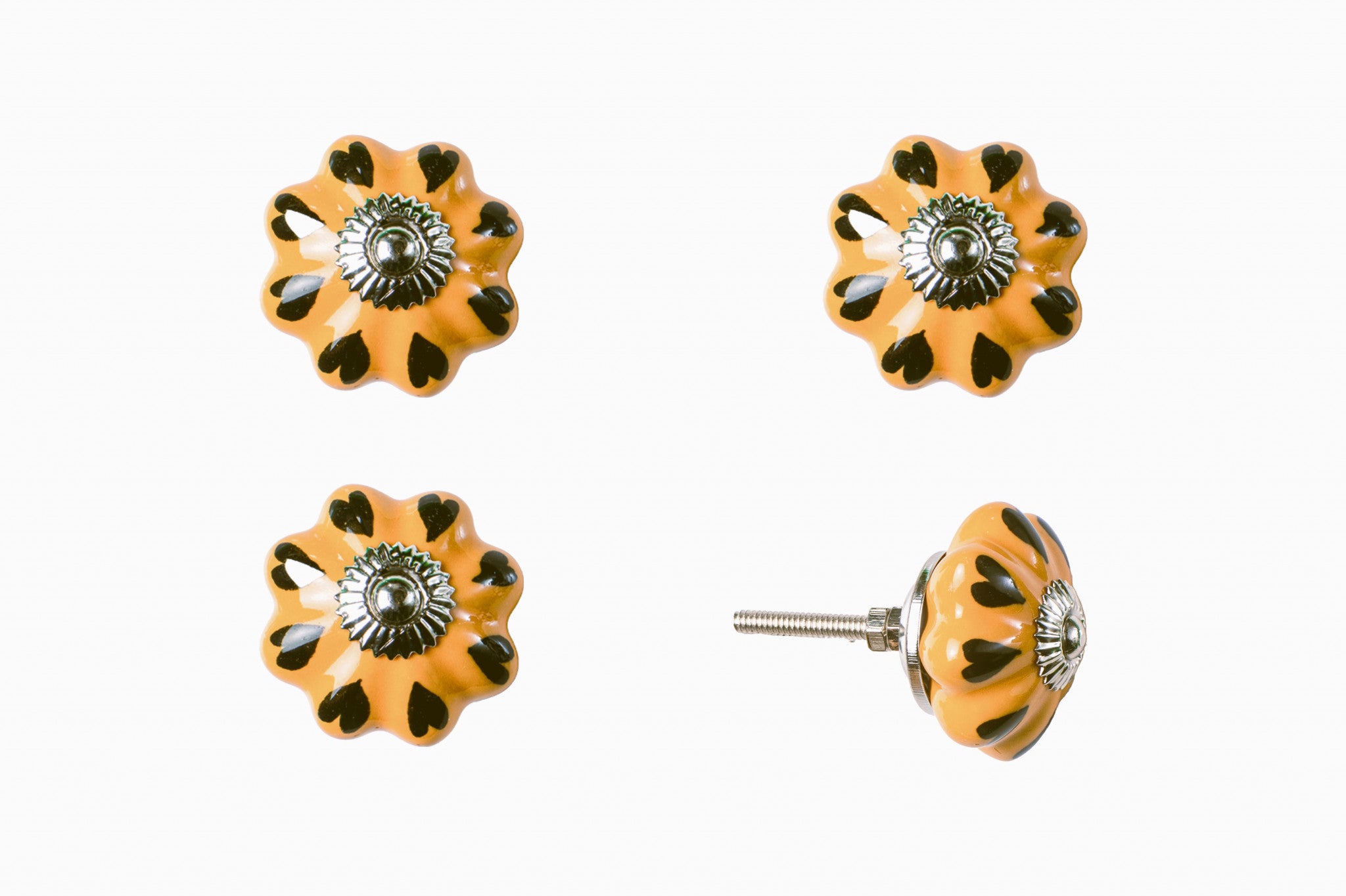 Ceramic Metal Yellow Green 8 Pack Knob - 1.5" x 1.5" x 1.5"