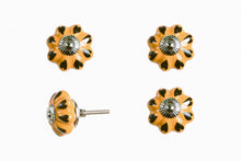 Ceramic Knob Metal Yellow And Green 12 Pack- 1.5