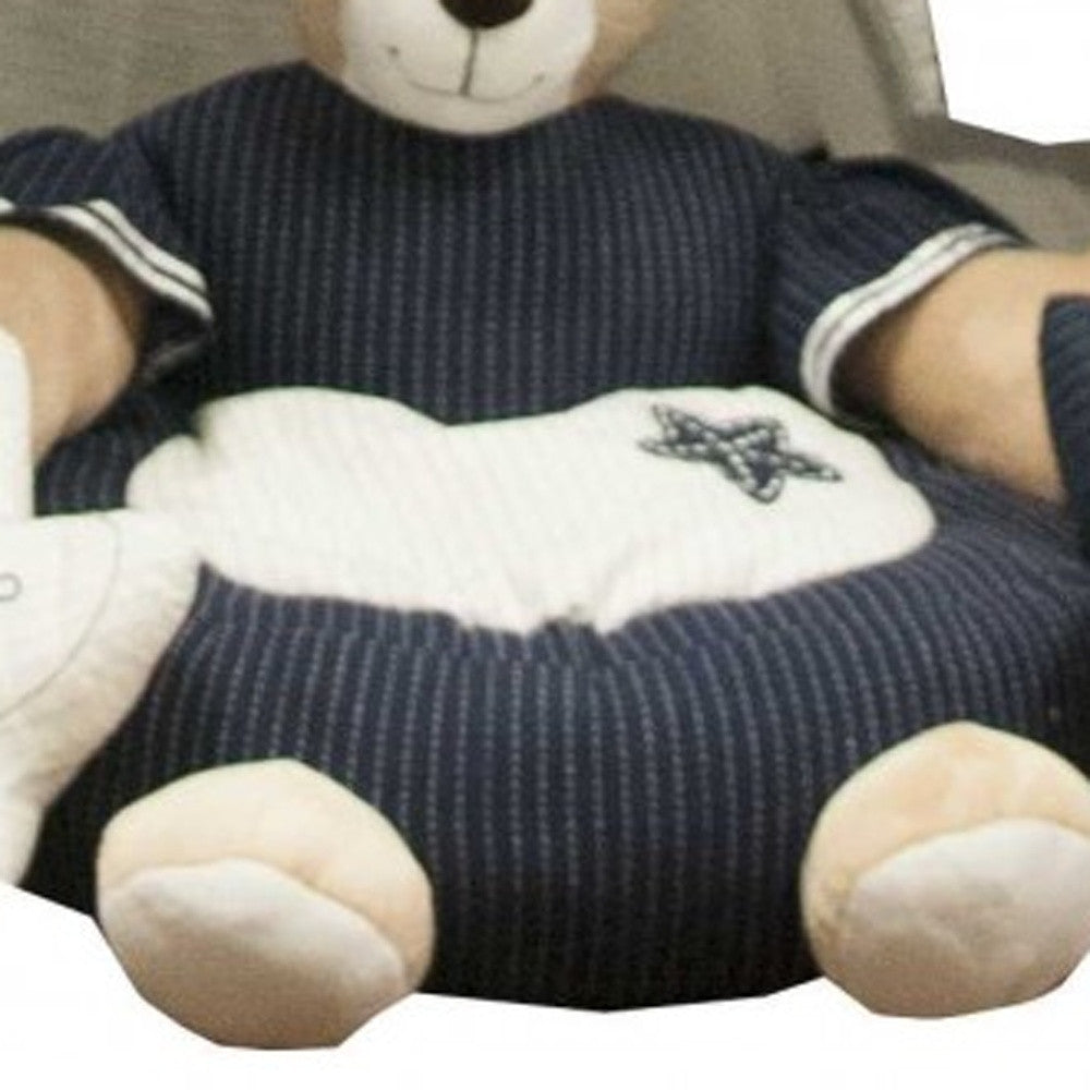 White, Blue Novelty Coastal Linen Floor Pillow