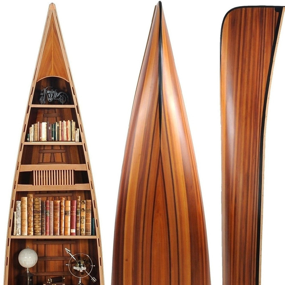 31" X 90" X 20.5" Wooden Canoe  Book Shelf