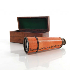 2.25" X 16" X 2.25" Handheld Telescope In Wood Box