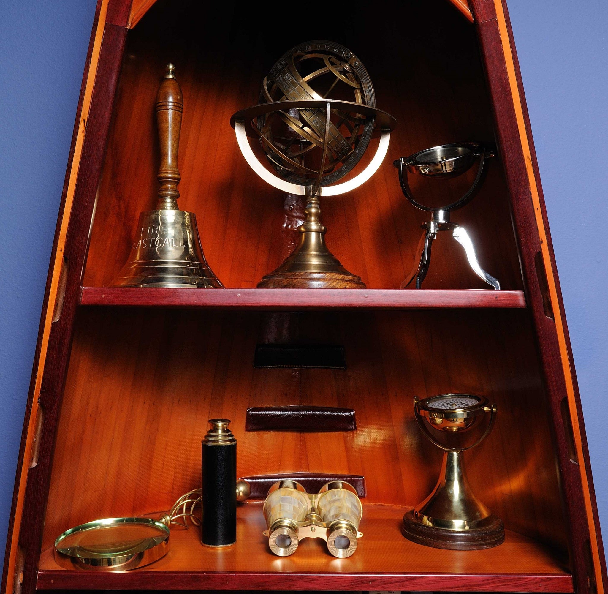 Armillary Sphere On Wood Base 7" x 7" x 11.5"