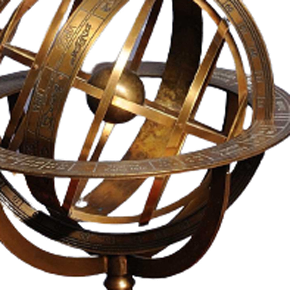 Armillary Sphere On Wood Base 7" x 7" x 11.5"