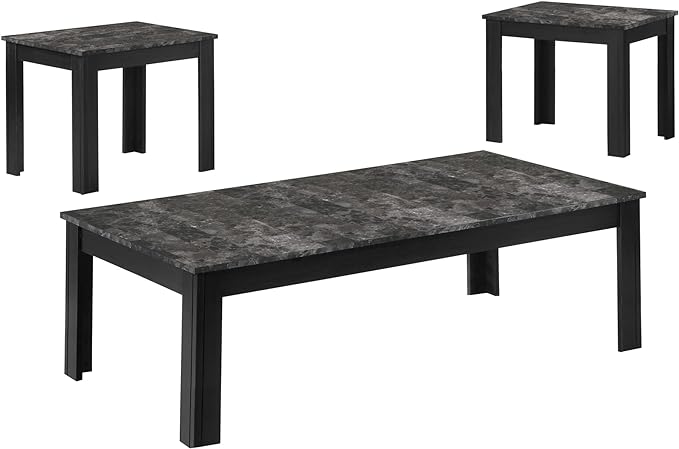 Juego de mesa superior con apariencia de mármol gris negro - Juego de 3 piezas