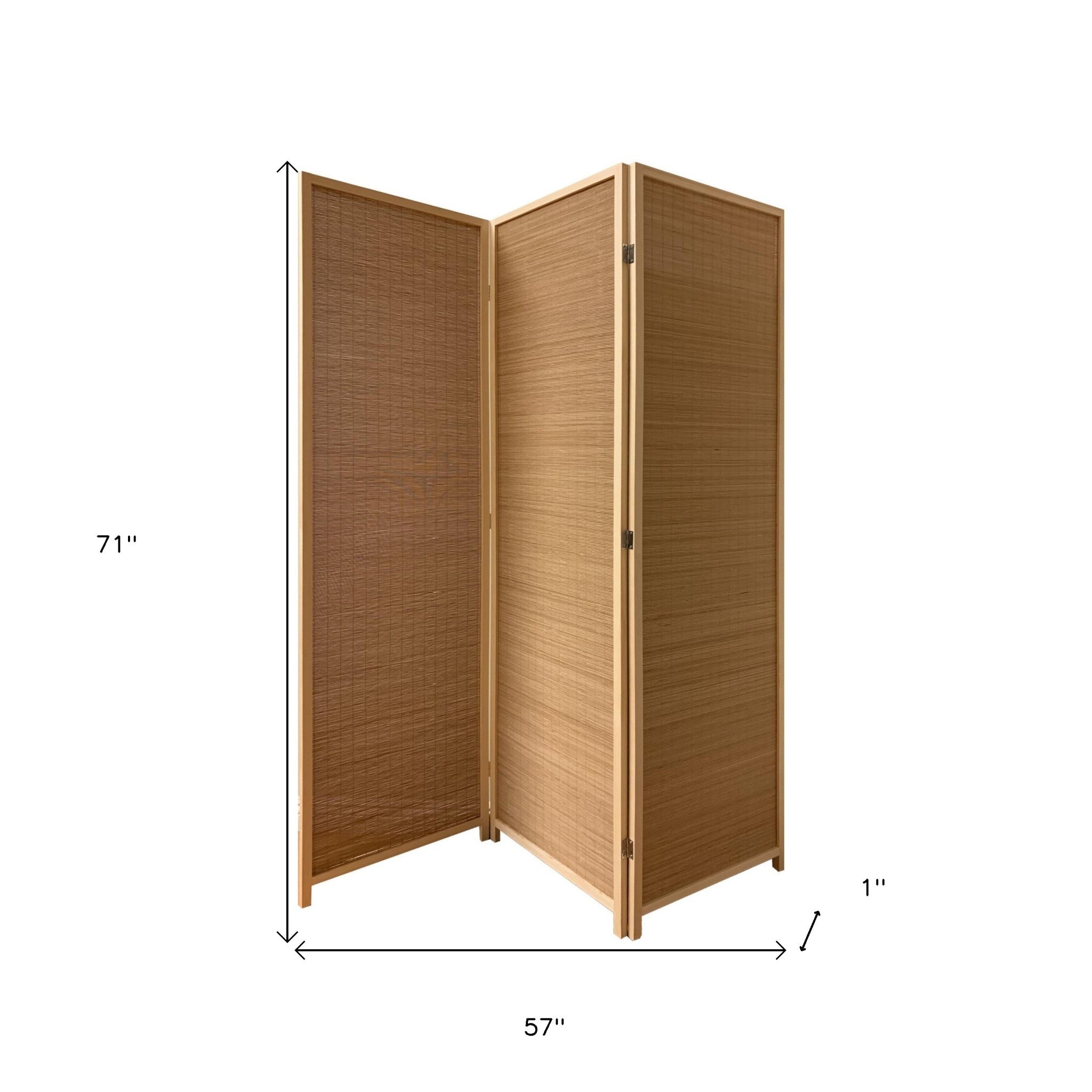 Light Bamboo 3 Panel Room Divider Screen 6"