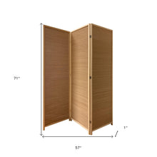 Light Bamboo 3 Panel Room Divider Screen 6