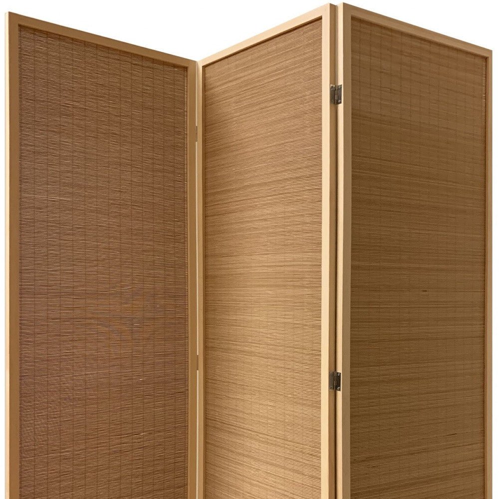Light Bamboo 3 Panel Room Divider Screen 6"