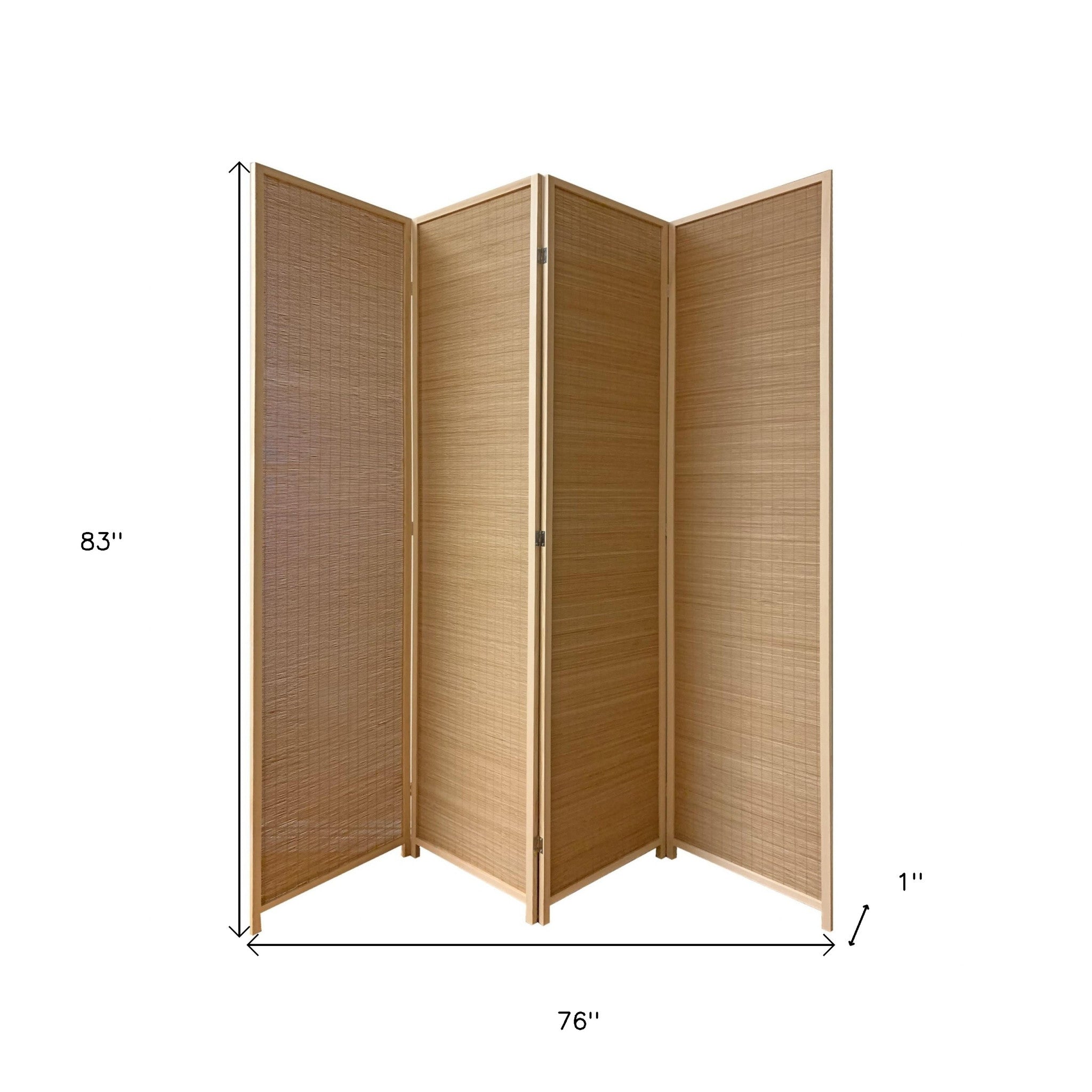 Light Bamboo 3 Panel Room Divider Screen 6"