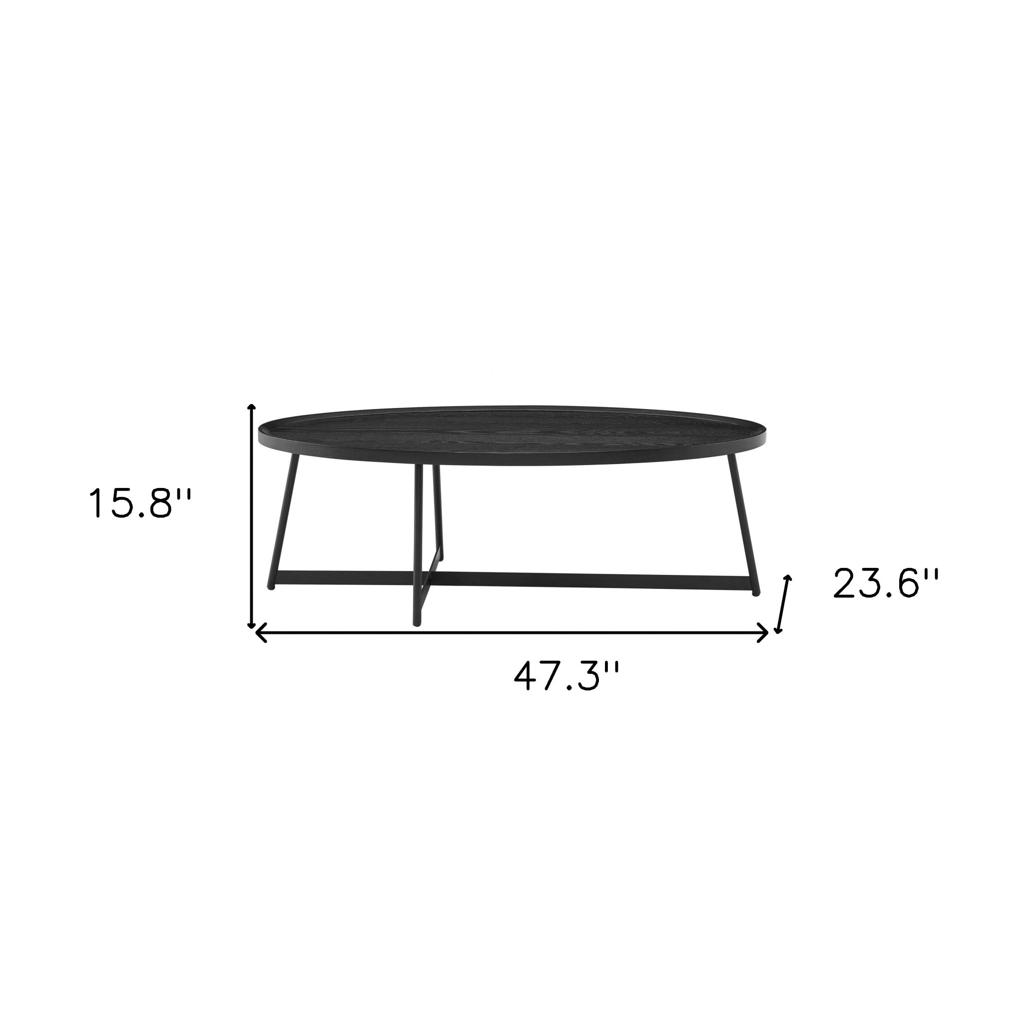 47" Black Manufactured Wood Oval Coffee Table