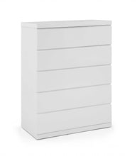 36 X 20 X 47 Gloss White Stainless Steel 5 Drawer Chest