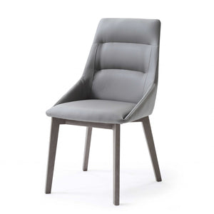 Set Of 2 Grey Faux Leather Dining Chairs