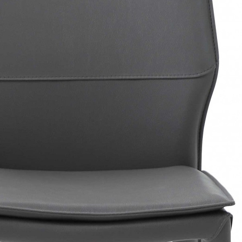 Set Of 2 Dark Faux Leather   Metal Dining Chairs