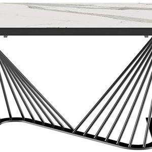 71 X 35 X 30 White Glass Ceramic Dining Table