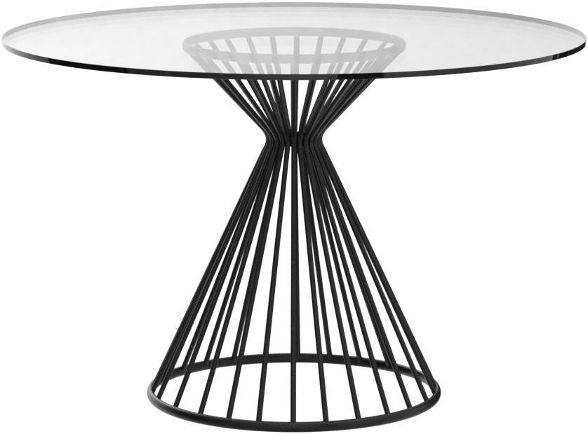 Black Glass Iron Dining Table 47 x 47 x 30