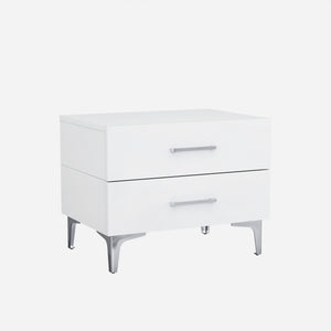 25 X 18 X 21 Gloss White Stainless Steel Nightstand