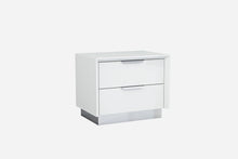 White And Stainless Steel Two Drawer Nightstand