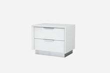 White And Stainless Steel Two Drawer Nightstand