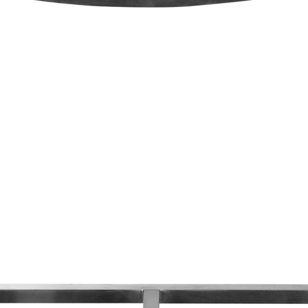 33" Brown And Silver Stainless Steel Low Back Bar Height Chair With Footrest