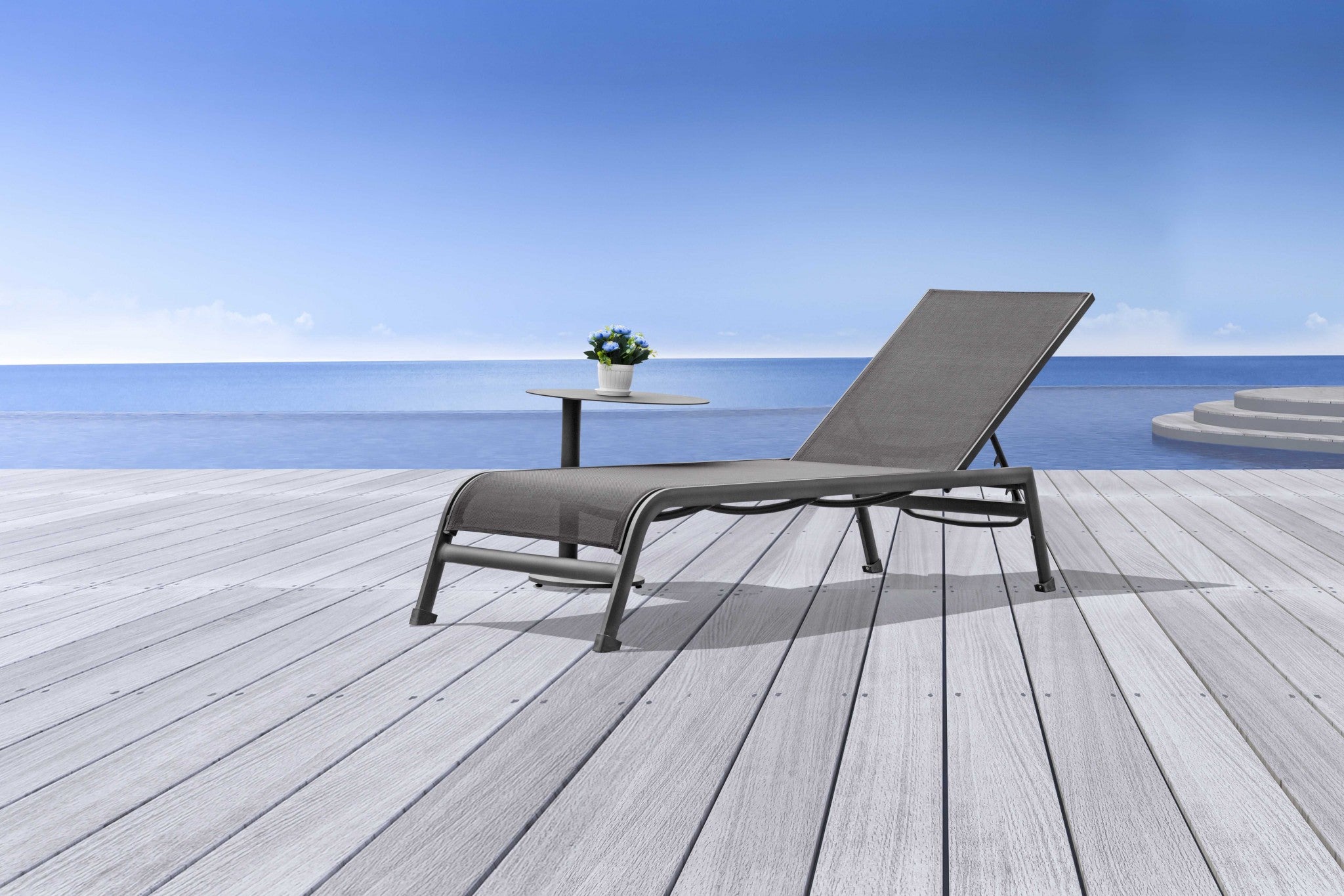 Set Of 2 Taupe Aluminum Chaise Lounges