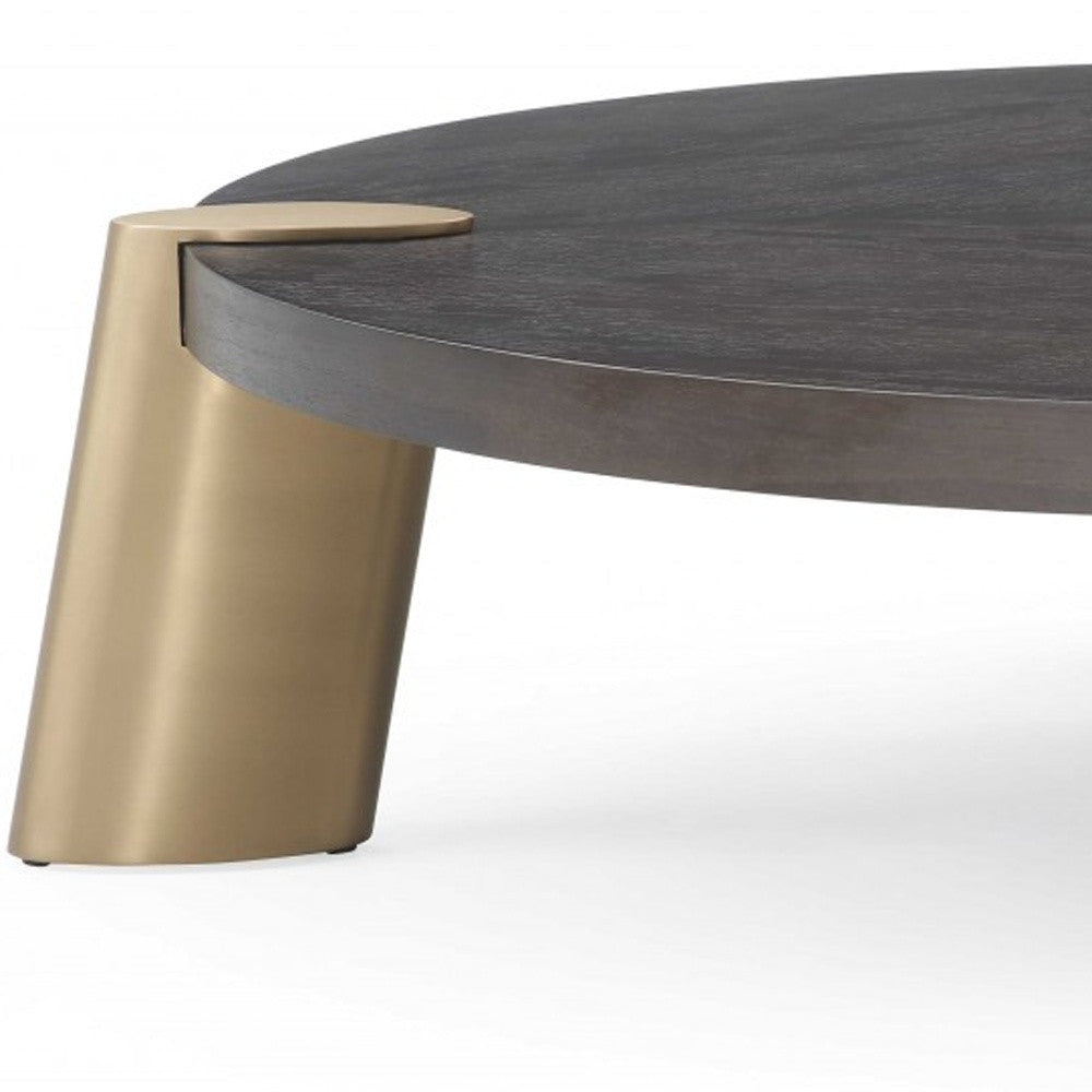 Mesa de centro de acero inoxidable chapada en wengué 48 x 48 x 13