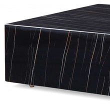 Black Genuine Marble And Brass Square Coffee Table 35