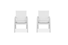 Set Of 2 White Aluminum Dining Armed Chairs
