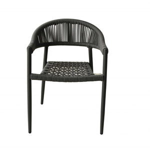 Set Of 4 Gray Open Weave Patio Arm Chairs