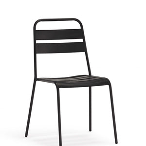 Set Of 4 Gray Stacking Aluminum Armless Chairs