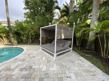 Taupe Fabric Or Aluminum Love Seat 79 X 79 X 79