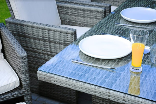 Gray 11 Piece Outdoor Dining Set With Cushions - 129" x 76" x 46"