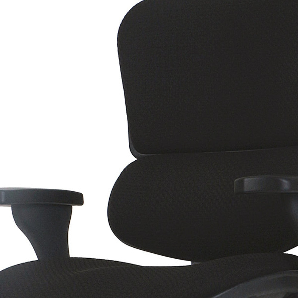 Black Fabric Tufted Seat Swivel Adjustable Task Chair Fabric Back Steel Frame