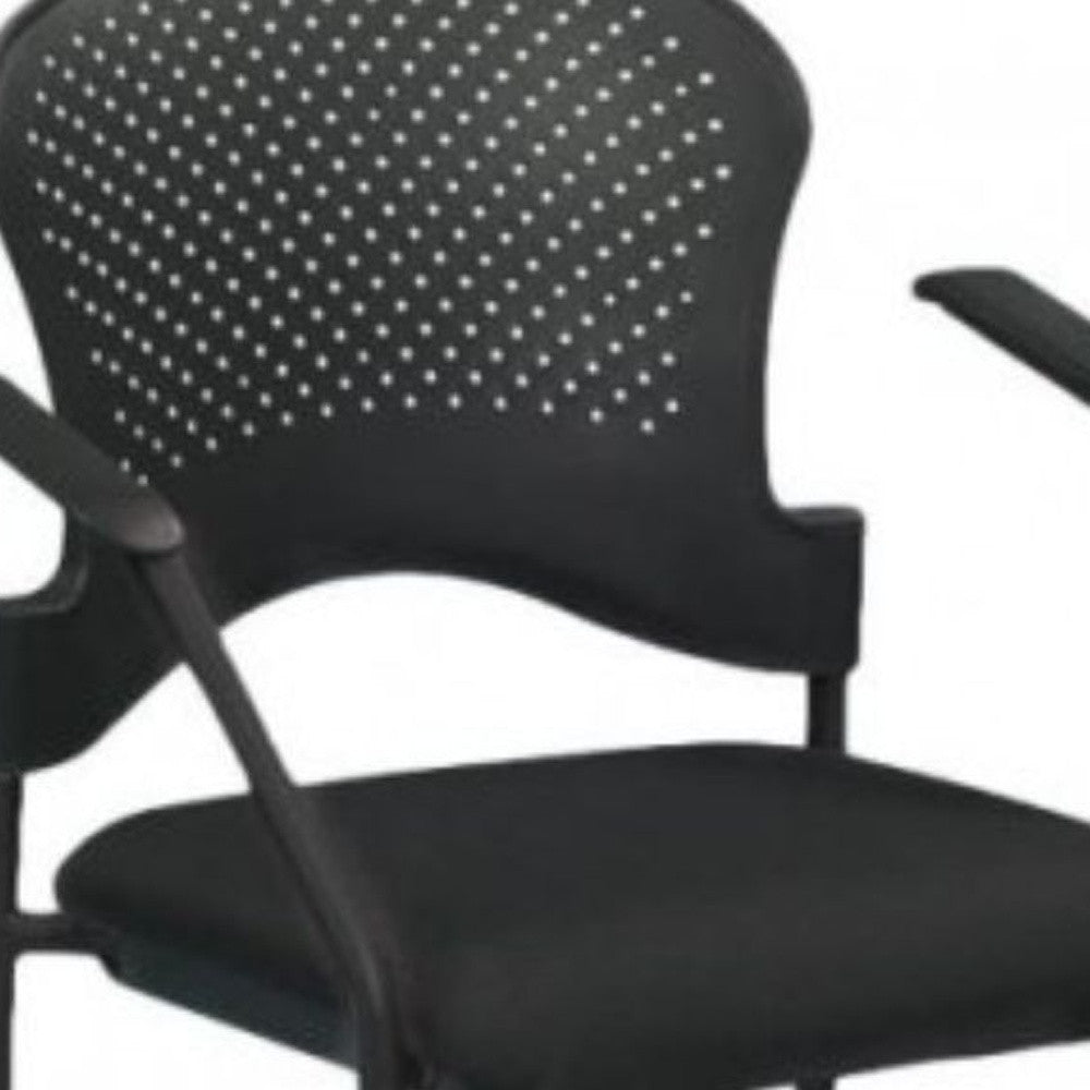 Black Fabric Seat Swivel Adjustable Task Chair Plastic Back Plastic Frame
