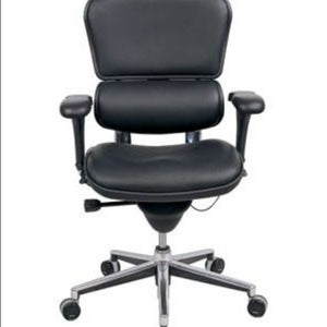 Black Faux Leather Seat Swivel Adjustable Task Chair Leather Back Plastic Frame
