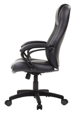 Black Eco Leather Tufted Seat Swivel Adjustable Task Chair Leather Back Plastic Frame