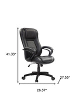 Black Eco Leather Tufted Seat Swivel Adjustable Task Chair Leather Back Plastic Frame