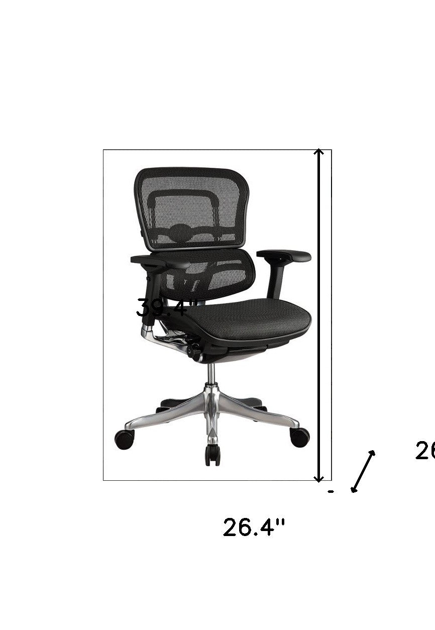 Black Mesh Seat Swivel Adjustable Task Chair Mesh Back Steel Frame