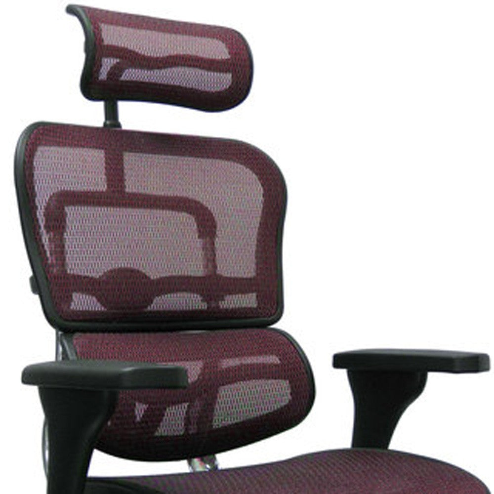 Plum Swivel Adjustable Executive Chair Mesh Back Plastic Frame
